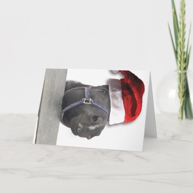 Cartão De Festividades Natal Horse Papai Noel (Frente)