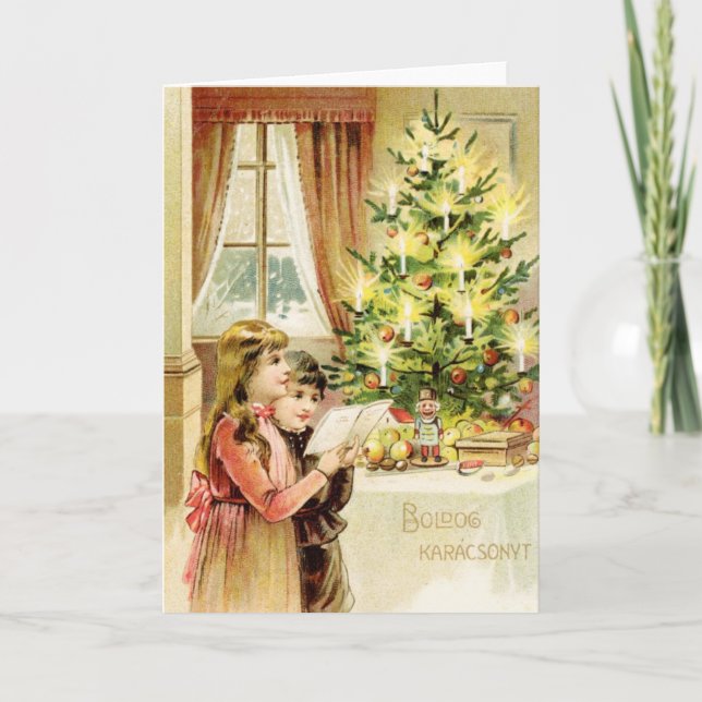 Cartão De Festividades Natal húngaro 1902 (Frente)