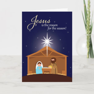 Cartão De Festividades Natal Ilustrado Cena de Natividade