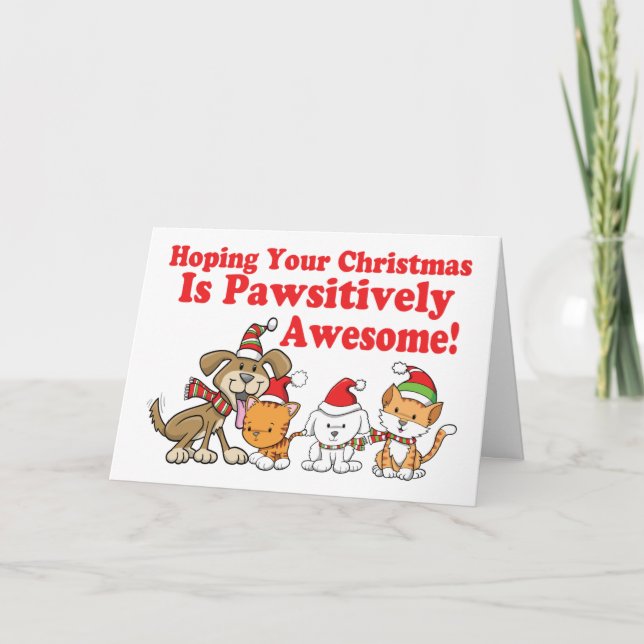 Cartão De Festividades Natal impressionante de Pawsitively dos cães & dos (Frente)