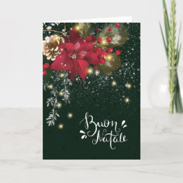 Cartão De Festividades Natal italiano Poinsettia Pine Holly Garland