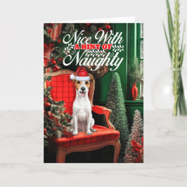 Cartão De Festividades Natal Jack Russell Terrier Dog Naughn ou Nice