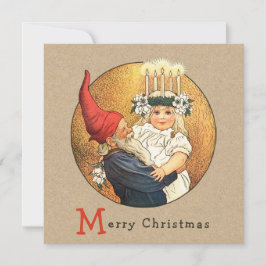 Cartão De Festividades Natal Jenny Nyström Tomte e Lucia CC1187