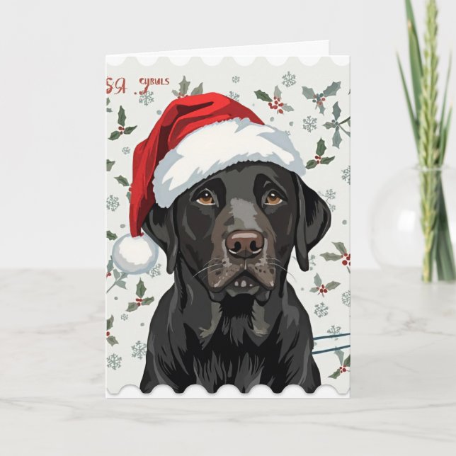 Cartão De Festividades Natal lab preto (Frente)
