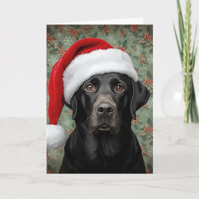 Cartão De Festividades Natal lab preto (Frente)