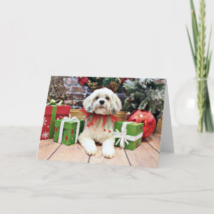 Cartão De Festividades Natal - Lhasa Apso - Muffie