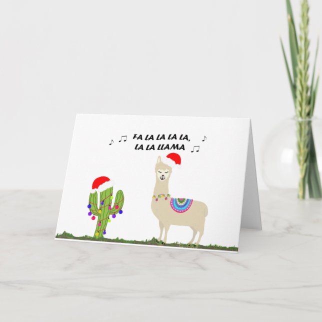 Cartão De Festividades Natal Llama (Frente)