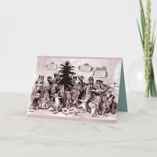 Cartão De Festividades Natal louco do gatinho (Frente)