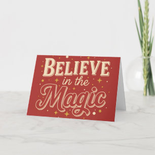 Cartão De Festividades Natal Mágico Vintage Retro Acredite na Magia