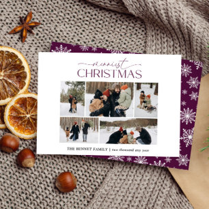 Cartão De Festividades Natal mais Alegre Elegante 5 colagem de fotos Amei