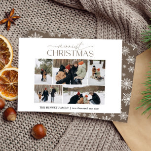 Cartão De Festividades Natal mais Alegre Elegante 5 Colagem de Fotos Lama