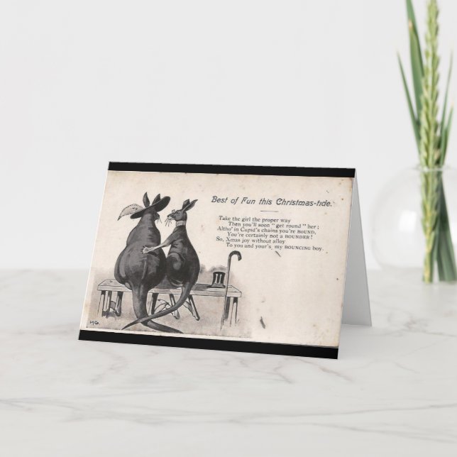 Cartão De Festividades Natal-maré, cangurus (Frente)