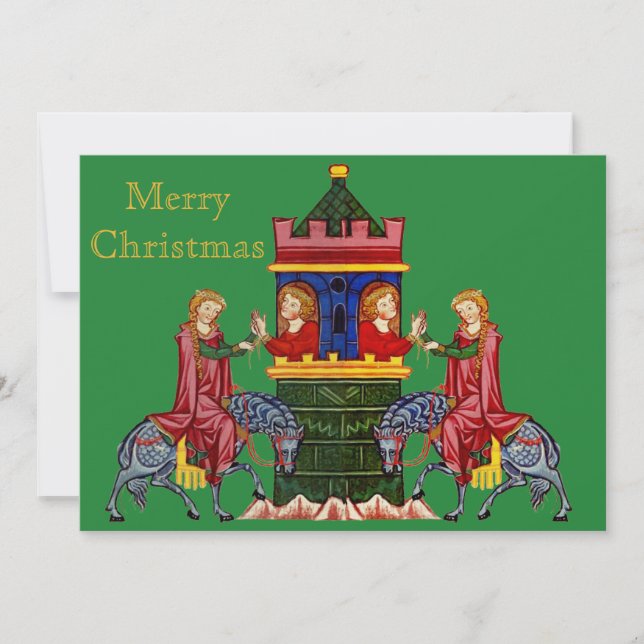 Cartão De Festividades Natal medieval da feliz (Frente)