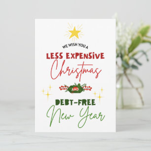 Cartão De Festividades Natal Menos Caro Ano Novo Sem Dívidas Engraçado