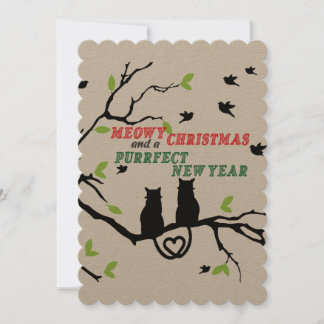 Cartão De Festividades "Natal Meow e um Ano Novo Perfeito para Ronronar"