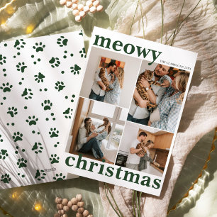 Cartão De Festividades Natal Meowy Férias de Pet Moderno