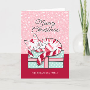 Cartão De Festividades Natal Meowy Gatinho Adormecido