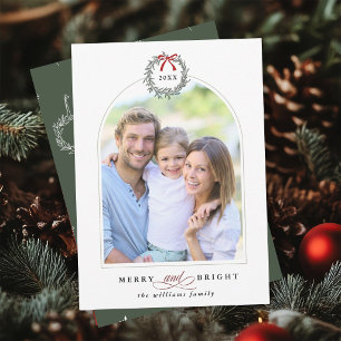 Cartão De Festividades Natal Merry & Bright Família em Arco Foto de Natal
