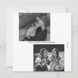 Cartão De Festividades Natal minimalista da tipografia branca negra