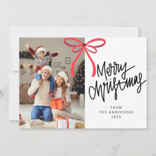 Cartão De Festividades Natal Minimalista Elegante Foto de Família Moder