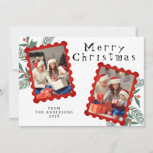 Cartão De Festividades Natal Minimalista Elegante Foto de Família Moder