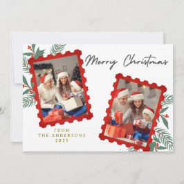 Cartão De Festividades Natal Minimalista Elegante | Foto de Família Moder