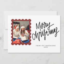 Cartão De Festividades Natal Minimalista Elegante | Foto de Família Moder