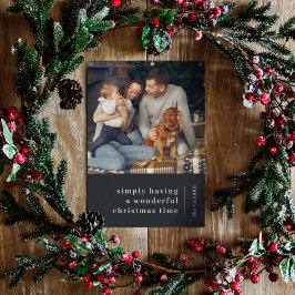 Cartão De Festividades Natal minimalista | Foto da família das Cinzas de 