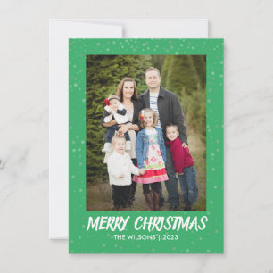 Cartão De Festividades Natal minimalista Foto Verde Elegante Moderna