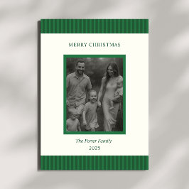 Cartão De Festividades Natal Minimalista Moderno Família Foto Verde Chic
