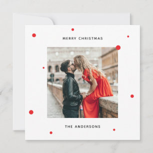 Cartão De Festividades Natal Minimalista Moderno Foto + Confetes Vermel