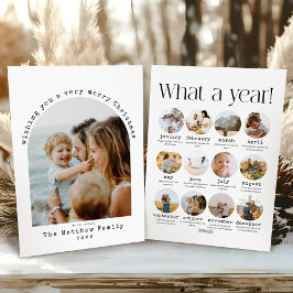 Cartão De Festividades Natal minimalista que colagem de fotos de um ano