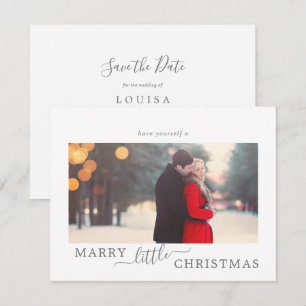 Cartão De Festividades Natal mínimo do Casado prateado Salvar a Data