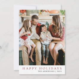 Cartão De Festividades Natal mínimo elegante | Foto da família moderna 1