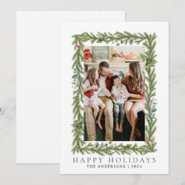 Cartão De Festividades Natal mínimo elegante | Foto da família moderna 1