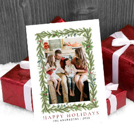 Cartão De Festividades Natal mínimo elegante | Foto da família moderna 1
