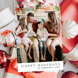 Cartão De Festividades Natal mínimo elegante | Foto da família moderna 1
