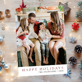 Cartão De Festividades Natal mínimo elegante | Foto da família moderna 1