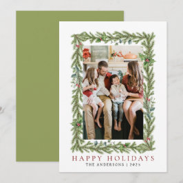 Cartão De Festividades Natal mínimo elegante | Foto da família moderna 1