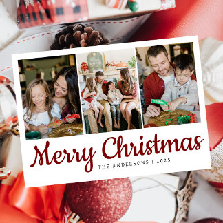 Cartão De Festividades Natal mínimo elegante | Foto da família moderna 3