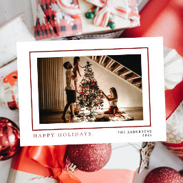 Cartão De Festividades Natal mínimo elegante | Retrato da família moderna