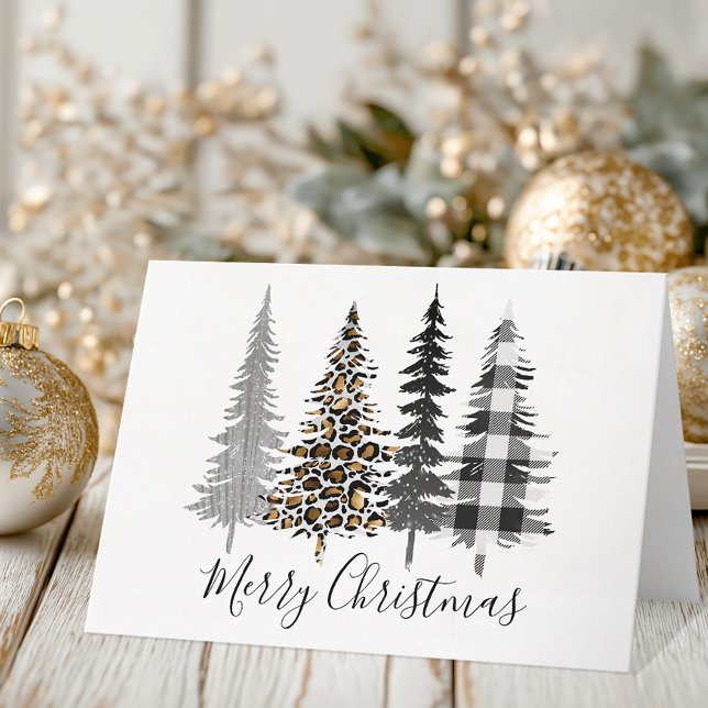 Cartão De Festividades Natal Moderno Alegre (Chic Christmas Tree Card)