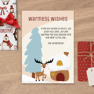 Cartão De Festividades Natal moderno da Moose de inverno no Japão