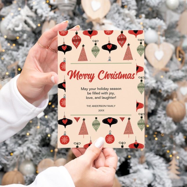 Cartão De Festividades Natal Moderno de Meados do Século (Criador carregado)
