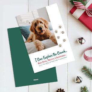 Cartão De Festividades Natal Moderno Divertido Cachorro Foto Engraçada