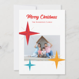 Cartão De Festividades Natal Moderno do século médio, Estrelas Retro