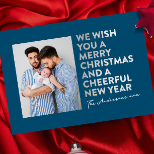 CARTÃO DE FESTIVIDADES NATAL MODERNO E ANO NOVO COM FOIL PRATEADO FALSO