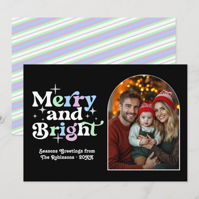 Cartão De Festividades Natal Moderno e Retro de Inverno Congelado Foto de (Frente/Verso)