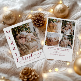 Cartão De Festividades Natal Moderno Elegante Colagem de Cinco Fotos