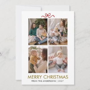 Cartão De Festividades Natal Moderno Elegante Minimalista 4 Fotos
